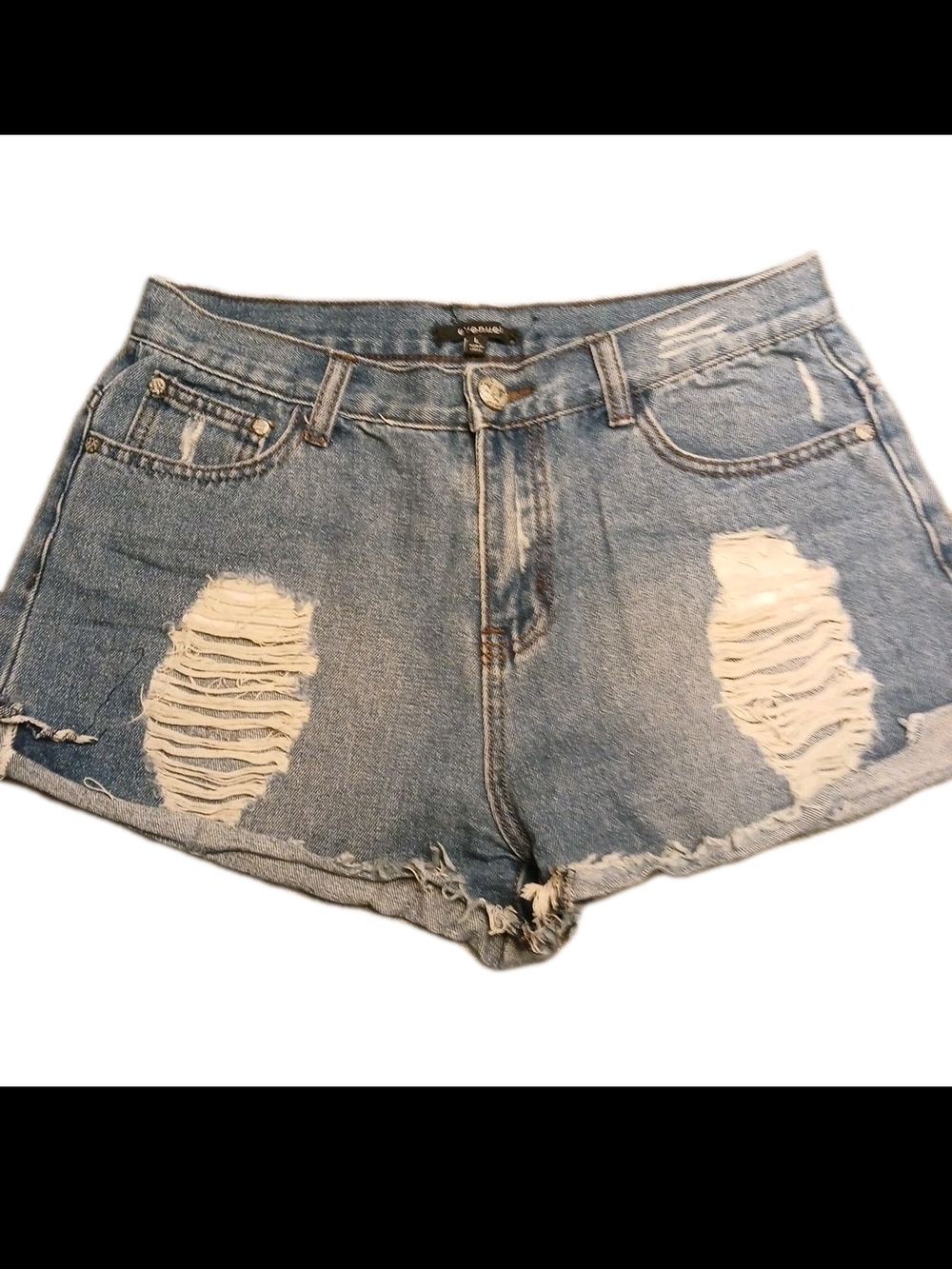 Evenuel Distressed Blue Denim Women’s Shorts Large